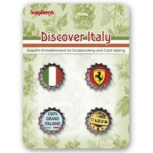 Elementy metalowe Scrap Berry's Korki Discover Italy, 4szt